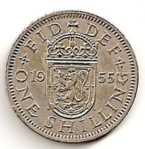 Anglija. 1 šilingas ( škotiškas variantas ) ( 1956 ) XF-